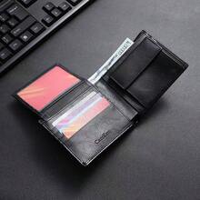 2026 Nueva llegada Billetera y portacartas antirrobo de alta gama con letras en relieve para hombres - Billetera plegable premium de textura de moda y multifunción para tarjetas de crédito para hombres, regalo ideal para llevar a diario para novio/padre/esposo, cumpleaños/aniversario/Día del Padre/Día de San Valentín - Café - Ver 4