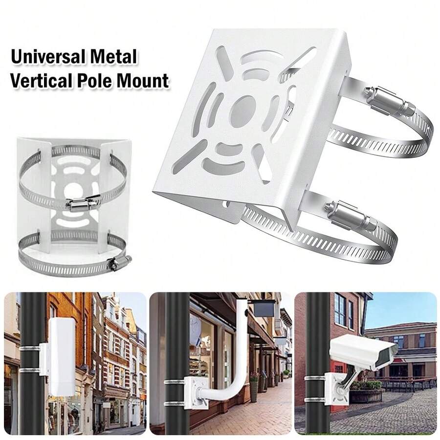 Universal Metal Vertical Pole Mount Bracket With Loops For Security Camera AU - A - View 1