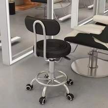 Adjustable Height Desk Chair with Soft Cushioned Backrest - Ergonomic Office & Home Computer Chair, Durable Plastic Frame,Ideal for Dorms & Study Spaces, Dorm Room Furniture, Modern Seating Option, Comfortable Seating Taburete de Trabajo Móvil con Respaldo – Altura Ajustable y Reposapiés, Diseño Funcional y Moderno - Blanco - Ver 5