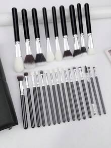 25 Professional Makeup Brushes Set Foundation Powder Concealer Eye Shadow Mixed Blush Highlights Natural Synthetic Hair Brushes, With Storage Bag. - Multicolor - View 2