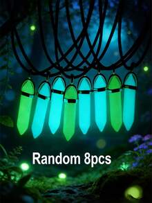 1/5/10/20/30/50/100/200pcs Natural Crystal Glass Stone Glow-In-The-Dark Pendant Necklace, Unisex Crystal Gemstone Chakra Crystal Jewelry, PU Cord Couples Jewelry Gift, Holiday Party Supplies - Multicolor - View 31