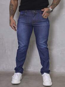 Calça Masculina Jeans Skinny Lisa Basica Com Lycra - Lavagem escura - Visão 2