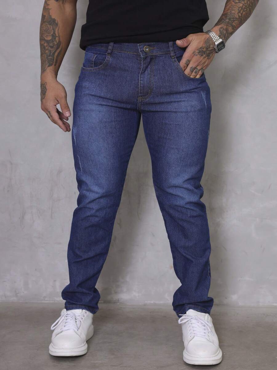 Calça Masculina Jeans Skinny Lisa Basica Com Lycra