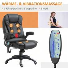 High-Back Office Chair, Massage Chair, Faux Leather, Swivel, Black - Black - View 4