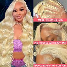 200% High Density Body Wave Lace Front Wigs Human Blended Hair -34 Inch Lace Front Wig Human Blended Hair13x4 5x5 13x6 HD Lace Front Human Blended Hair Glueless Wig For Women, Pre-Plucked With Baby Hair, No Glue & Ready To Wear - 613 - View 6