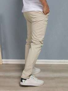 Calça Masculina De Sarja Alfaiataria Slim com Elastano - Esporte Fino - Damasco - Visão 4