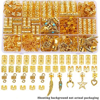 Bộ 70 phụ kiện và dây buộc tóc hợp kim hỗn hợp, thích hợp để tự làm tóc tết, làm hạt trang trí tóc, vòng cài tóc, kẹp tóc, phong cách Bohemian, phù hợp cho việc tết tóc, các lễ hội, ngày Valentine và nhiều dịp khác.