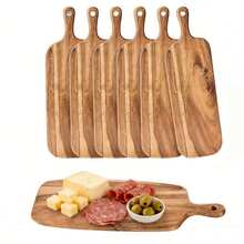 1pc Gold Sandalwood Slice Cutting Board, Washable Fruit & Meat Chopping Board, Ergonomic Handle Kitchen Accessory, Catering Service Cutting Board - Maroon - View 11
