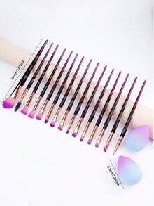15pcs Make Up Brushes Crystal Handle Highlighter Makeup Foundation Makeup With 2 Makeup Sponge - Multicolor - View 2