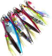 Señuelos de Jigging Vertical para Pesca Lenta, Anzuelos de Velocidad para Cabeceo, Señuelos Artificiales para Agua Salada y Dulce - 60g-5pcs-Colección 2 - Ver 10