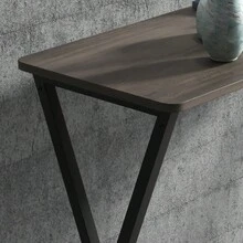 Mesa consola estrecha, mesa de sofá rústica de dos niveles con estantes, mesa de pasillo de 105 cm de largo, mesa auxiliar para sala de estar, pasillo y entrada. - Gris - Ver 9