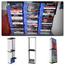 Game Disc Storage Shelf Holder - Holds 36pcs Discs Foldable Game Box Rack - Black and White - View 8