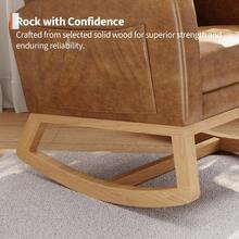 Mecedora moderna de piel sintética - Sillón reclinable con reposabrazos, almohada y bolsillos laterales - Cómoda silla de lactancia para sala de estar - Color naranja PU sin reposapiés - Naranja - Ver 5