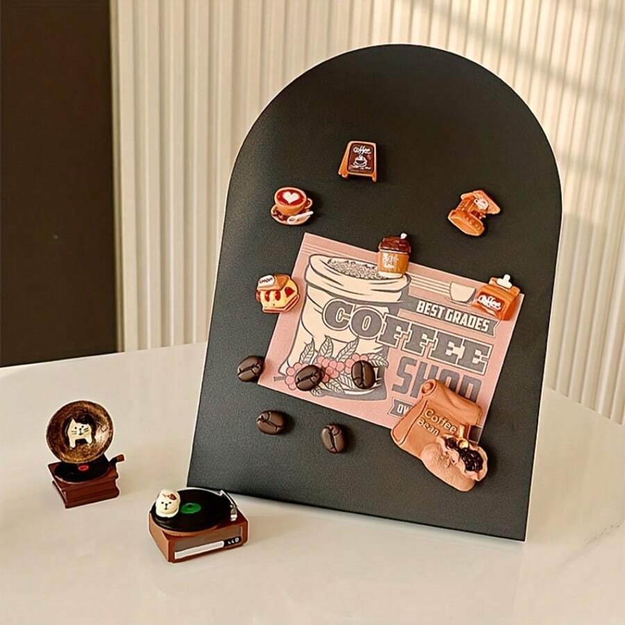 桌面金属留言板，黑色迷你可擦写黑板，创意拱形自立式留言板，可用于照片展示、日程安排、宣传推广和菜单，可重复使用 - 多色 - 查看 1