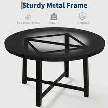 Mesa de comedor redonda, mesa de cocina de 47 pulgadas con marco de metal resistente y madera superior, para pequeño comedor y apartamento - Negro - Ver 4
