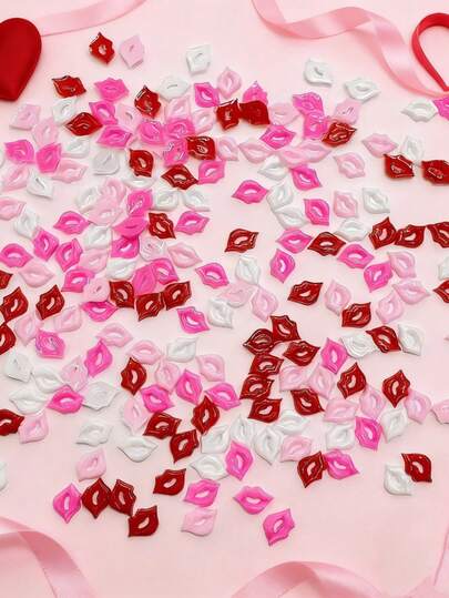 100pcs Valentines Nails Charms 3D Resin Sexy Red Lip Nail Art Rhinestones Cute Cartoon Lip Mixed 3 Color Nail Gems Kawaii Pink Red White Lips Nail Art Charms For Women