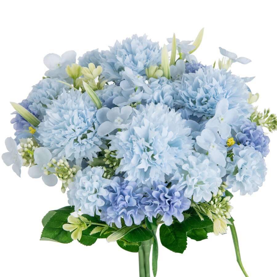 1/3/60支仿真菊花丝花束,逼真花朵,适用于家居装饰,可用于餐厅、浴室、厨房、卧室、母亲节、节日、生日派对、户外花园等场合。 - 藍色 - 查看 1