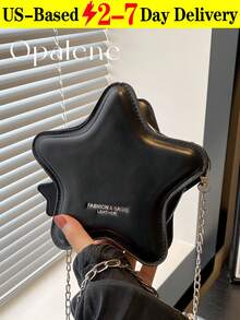 New Fashion, Classic, Cute Solid Color PU Waterproof Fabric, Letter Pattern Decoration Design, Star-Shaped Special-Shaped Bag, Metal Chain Crossbody Bag, Mini Crossbody Bag With Star Pattern, PU Material With Zipper Closure And Chain Strap, Suitable For Small Households To Carry Crossbody When Shopping - Nhiều màu - Xem 14