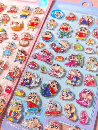 1张随机浮雕贴纸，透明卡通水晶贴纸，趣味装饰手机壳贴纸