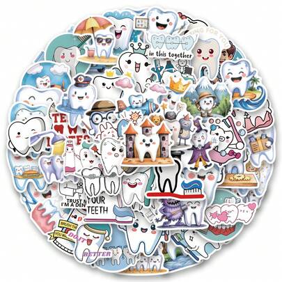 100 Pcs Protect Your Teeth Vinyl Stickers, Beautiful And Practical, Suitable For Scrapbooks, Diaries, Bumpers, Skateboards, Water Bottles, Helmets, Water Cups, Car Stickers, Etc.