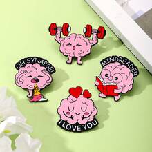 1 Ghim cài áo hình não bộ dễ thương - Có hình các nhân vật não bộ đang nâng vật, đọc suy nghĩ, khớp thần kinh và yêu thương, kèm theo dòng chữ hài hước, đế kim loại và viền đen, ghim cài áo bằng kim loại dành cho học sinh, nhà khoa học và những người yêu thích meme, có thể đeo hàng ngày hoặc làm quà tặng, phụ kiện thời trang chủ đề khoa học thần kinh đáng yêu. - Nhiều màu - Xem 7