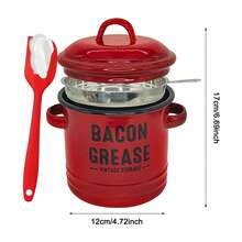 Recipiente para grasa de tocino esmaltado con colador de malla fina y espátula de silicona para aceite de cocina, manteca, aceite de coco, herramienta de cocina para camping - Multicolor - Ver 8