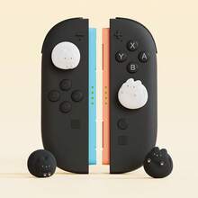 4PCs New Joystick Caps Compatible With Switch 2 - Anti-Slip Thumb Grip Caps - Silicone Analog Cover Thumbstick Grips For Switch NS2, Black & White Cat - Multicolor - View 2