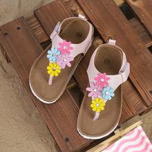 Chanclas con decoración de flor lindas para niños, transpirables y ligeras, apropiadas para playa, vacaciones y fiestas - Rosa - Ver 3