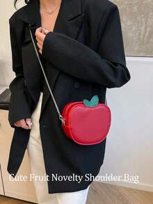 New Simple Fashion Versatile Personalized Fruit Chain Women Handbag,Fruit-Shaped Messenger Bag, Cute Novel Wallet, Yellow Shoulder Bag, Shiny Detail Handbag.Summer Beach Bag,Party Clutch,Kawaii Style Purse,Fashionable And Versatile Fruit Shaped Bag, Lovely Apple Crossbody Bag For Women, Perfect For Holidays And Street Fashion Y2K Sequin Patchwork Shoulder Bag, Fashionable Butter Yellow Bag For Women,Apple Shaped Bag,Fruit Crossbody Bag,Red Shoulder Bag,PU Leather Crossbody Bag,3D Apple Bag,Casual Daily Bag,Gift For Kids,Y2K Style Bag - 紅色 - 查看 2