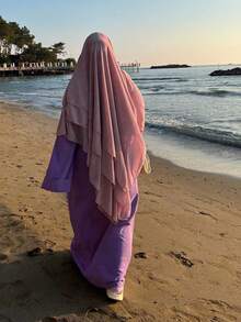 1pc Women's Elegant Solid Color Three-Layer Hooded Robe, Chador, Khimar, Jilbab, Breathable Sun Protection Headscarf, Suitable For Casual Outdoor Wear In All Seasons - Multicolor - View 14