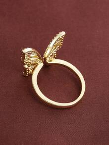 1 pieza Anillo ajustable con diseño elegante de mariposa y circonita cúbica incrustada para mujeres - Multicolor - Ver 5