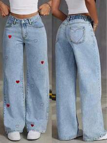 Mobula Sound 休闲优雅直筒牛仔裤，百搭时尚，适合春夏穿着，休闲、正式、度假、约会、上学、日常、旅行、机场等各种场合，女士刺绣服饰 - 藍色 - 查看 10