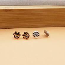 100 Pairs Assorted Gold & Silver Color Plastic Stud Earrings Set With Rhinestones, Fashionable Versatile Earring Jewelry Set With Box - Gold, Silver and White Diamonds In a Gift Box - View 7