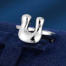 1pc Minimalist Letter Design Adjustable Open Ring For Women - Multicolor - View 33