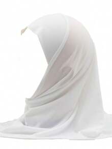 1件装 女童8-12岁纯色优雅长款围巾披肩，闪亮水钻头巾，防晒头巾，伊斯兰头巾，适合春夏佩戴 - 1PC - 查看 24