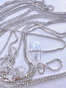 1m DIY Nail Art Ultra-Thin 1.5mm Silver-Copper Bead Chain, Holiday Gift Nail Art Supplies Nail Jewelry Nail Gems - Multicolor - View 2