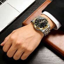 BINBOND 1PC Men Fashion Waterproof Luminous Date Stainless Steel Quartz Watch For Birthday Festival Gifts Father's Day Gifts Lovers Business Souvenirs - Multicolor - View 7