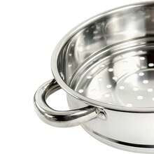 3 Tier Stainless Steel Steamer Cooker Pot Set Pan Cook Food Glass Lids 28cm - Silver - View 2