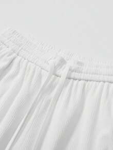 Men's Corduroy Lightweight Casual Trousers For Spring And Summer, Comfortable To Wear, With Drawstring And Pockets, Machine Washable. - 白色 - 查看 3