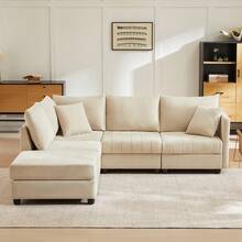Sofas & Couches - Beige + Cotton Linen + 5 Seat-1 - View 5