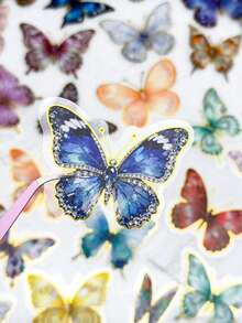 50pcs Gem Butterfly Sticker Aesthetic Gilding PET Transparent Decals For Laptop Computer Scrapbook Diary Phone Case DIY Decorate Sticker Kids Toy - Multicolor - View 6
