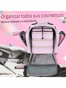 Organizador de esmalte de uñas de gran capacidad,Estuche Profesional Organizador Esmaltes Maletines Maquilla con 5 bolsas independientes extraíbles. Adecuado para uso diario de viaje de niñas y mujeres con herramientas de manicura, aceites esenciales y juegos de cosméticos. Bolsa de maquillaje, organizador de maquillaje, estuche de maquillaje, organizador de viaje de tocador, regalos esenciales, accesorios con cremallera - Rosa - Ver 8