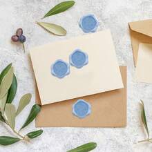 20张蓝色自粘桉树蜡封贴纸，适用于礼品、婚礼请柬、信封封口 - Eucalyptus-藍色 - 查看 10