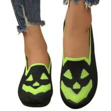 Giày bệt nữ họa tiết bí ngô Halloween 2025, giày lười thoáng khí, đế mềm chống trượt thoải mái, giày đi bộ thường ngày, màu xanh neon tương phản, giày thời trang phù hợp cho đi lại hàng ngày, dự tiệc Halloween, đi trong nhà và ngoài trời. - Nhiều màu - Xem 10
