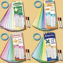 1 Conjunto de Cartões Relâmpago de Matemática Aleatórios, Incluindo Cartões Relâmpago de Adição, Subtração, Multiplicação e Divisão, Aprendizado de Multiplicação e Divisão, (Cor de Caneta e Anel Aleatória), Colorido - Multicolorido - Visão 8