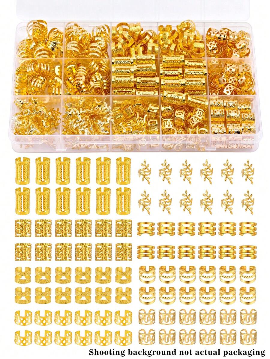 220 món phụ kiện tóc vàng, thích hợp cho kiểu tóc tết, trang sức tóc nữ, vòng và kẹp tóc kim loại để tết tóc, phụ kiện tóc phong cách Bohemian, kẹp tóc, thích hợp cho mùa hè, kỳ nghỉ, du lịch.