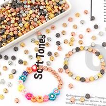 100颗高品质CCB电镀银色混合字母隔珠，扁平圆形散珠，适合DIY珠宝制作、手工手链项链等。 - 扁圓形 - 查看 5