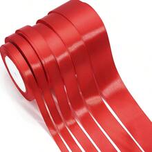 Ruy băng satin màu đỏ tươi, dài 25 thước/cuộn, chất liệu vải bóng mượt, thích hợp để tự làm thiệp mời cưới, bó hoa cưới, gói quà, trang trí tiệc, đồ thủ công may vá, phụ kiện bó hoa cưới, trang trí đám cưới. - Đỏ - Xem 5