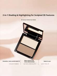NOVO Palet Kontur 2-in-1, Termasuk Bronzer Matte, Highlighter, dan Bayangan Hidung, Cocok untuk Musim Dingin/Semi, Estetika Y2K, Riasan Alami & Modis, Cocok untuk Hadiah Ulang Tahun, Pesta, Warna Terbaik - 02# Kakao Sampanye - View 5