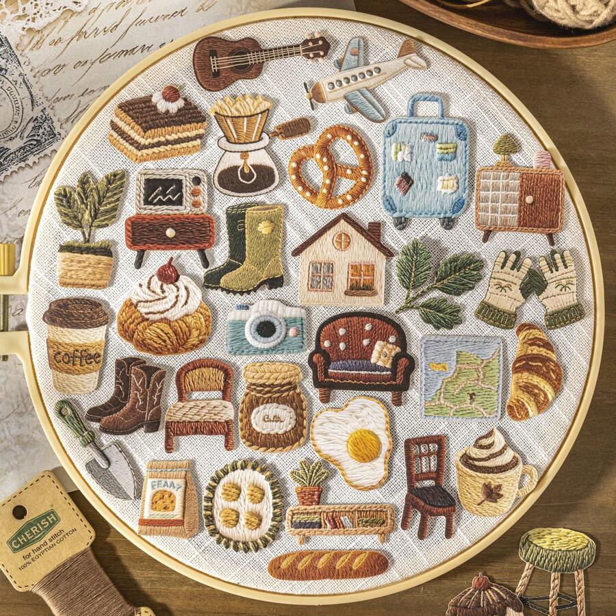 Bộ 30 miếng dán cứng kiểu thêu cổ điển, chất liệu mềm mại, thích hợp để trang trí khung ảnh, máy tính, ốp điện thoại, cốc, tạp chí, hộp bút, bàn làm việc, dán cá nhân, đồ dùng học tập, quà Giáng sinh, quà tặng cho nữ, trang trí sổ kế hoạch, đồ thủ công DIY, văn phòng phẩm dễ thương. - Bộ nhãn dán - Xem 1